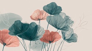 手绘清新花卉植物插画