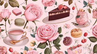 玫瑰与甜点的梦幻搭配