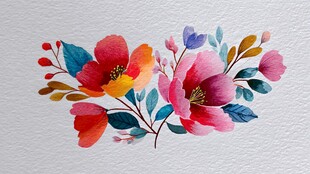 手绘多彩花卉图案