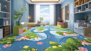 童趣梦幻儿童房地面装饰