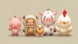 可爱萌趣动物卡通形象