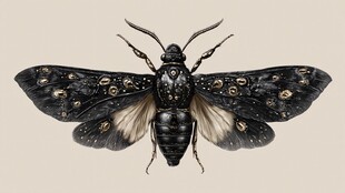 黑色斑点飞蛾特写