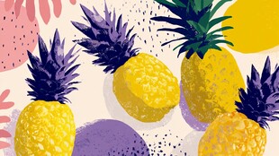 手绘风多彩菠萝图案背景