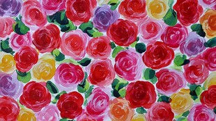 多彩手绘玫瑰花图案