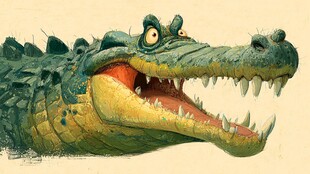 卡通鳄鱼咧嘴大笑