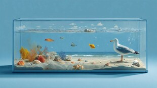 海洋微景观 海鸥与海底世界