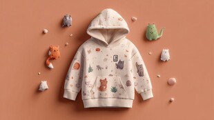 童趣印花儿童连帽卫衣