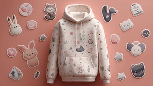 可爱卡通印花连帽卫衣