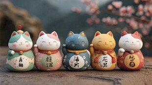 可爱招财猫摆件 寓意美好