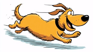 欢快奔跑的卡通小狗