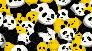 熊猫与黄鸭的趣味图案