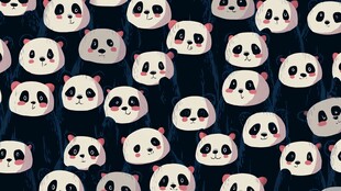 可爱熊猫头像无缝图案