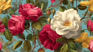 多彩玫瑰花卉图案背景