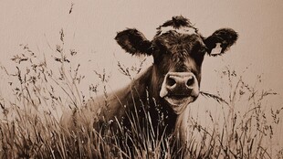 田野中的奶牛特写