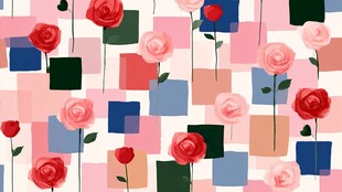 玫瑰方块图案的浪漫背景