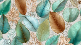 热带叶片图案 清新自然风