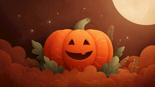 万圣节南瓜夜梦幻场景