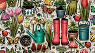 缤纷园艺元素插画