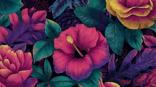 热带花卉植物绚丽图案