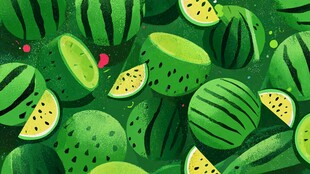 夏日清新西瓜插画图案