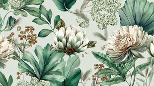 清新花卉绿叶植物图案