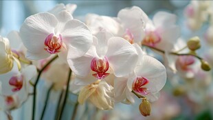 优雅白蝴蝶兰绽放