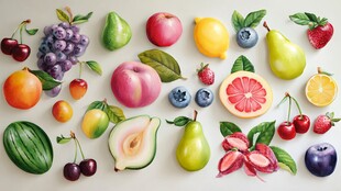 多彩新鲜水果集合展示