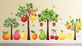 可爱水果树木墙贴装饰画
