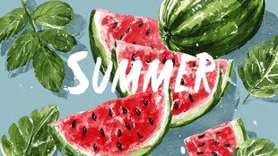 夏日西瓜水彩清新插画