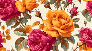 复古花卉图案 多彩玫瑰