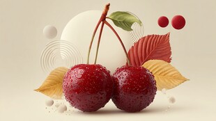 新鲜欲滴的双颗樱桃