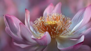 绽放的粉色荷花特写