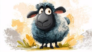 可爱卡通绵羊的趣味形象