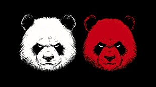 黑白红熊猫头像图案设计