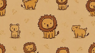 可爱狮子卡通图案背景