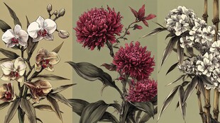 复古风花卉植物插画