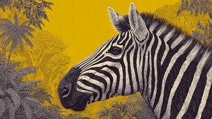 斑马置身于繁茂丛林间