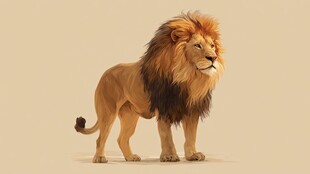 威严雄狮站立姿态特写