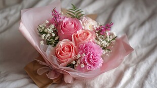 粉色浪漫花束温馨呈现