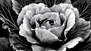 黑白卷心菜素描艺术图