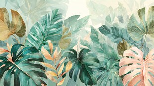 清新热带植物背景插画