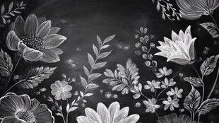 黑板上的花卉手绘图案