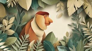 丛林中的猴子插画