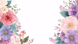 梦幻花卉边框装饰图案