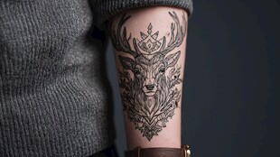 手臂上的精致鹿头纹身