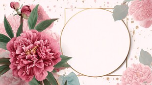 粉色牡丹花卉边框背景