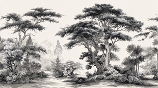 水墨风山林景观图