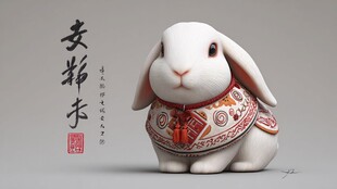 中式萌兔摆件 传统韵味足