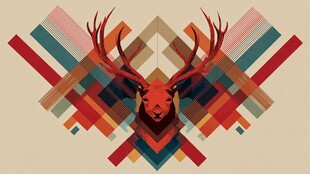 几何风格鹿头艺术插画