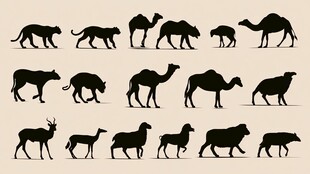多样动物剪影集合